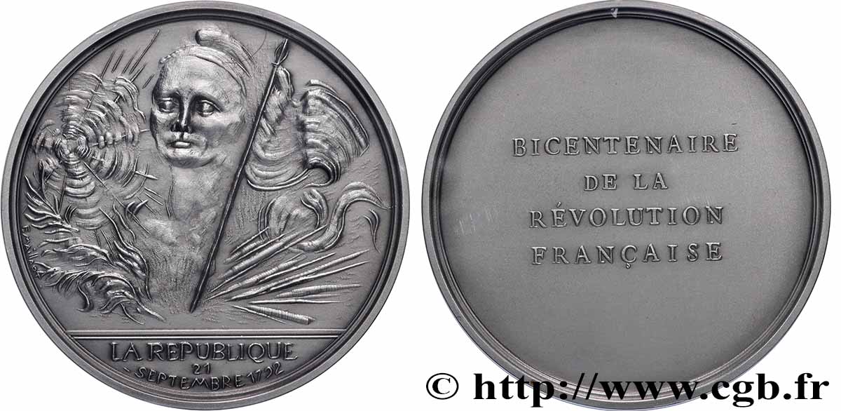 FUNFTE FRANZOSISCHE REPUBLIK Médaille, Bicentenaire de la Révolution, La République fST