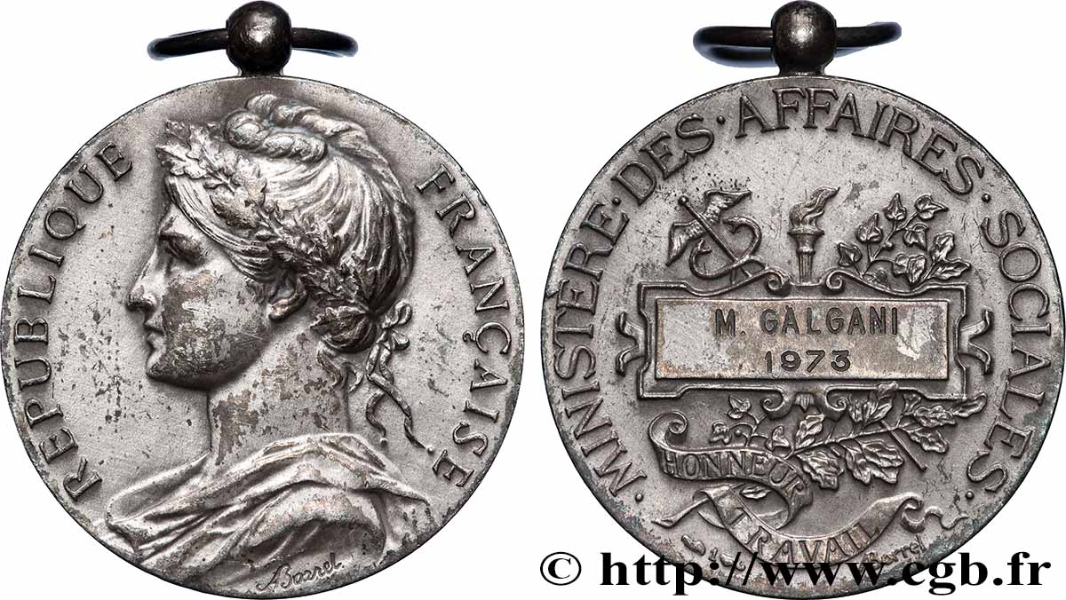 FUNFTE FRANZOSISCHE REPUBLIK Médaille d’honneur du travail, Ministère des affaires sociales SS