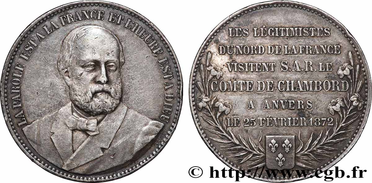 HENRI V COMTE DE CHAMBORD Médaille, Visite des légitimistes du nord de la France SS