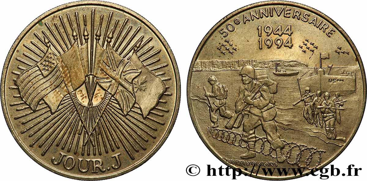 CINQUIÈME RÉPUBLIQUE Médaille, 50e anniversaire du débarquement TTB+
