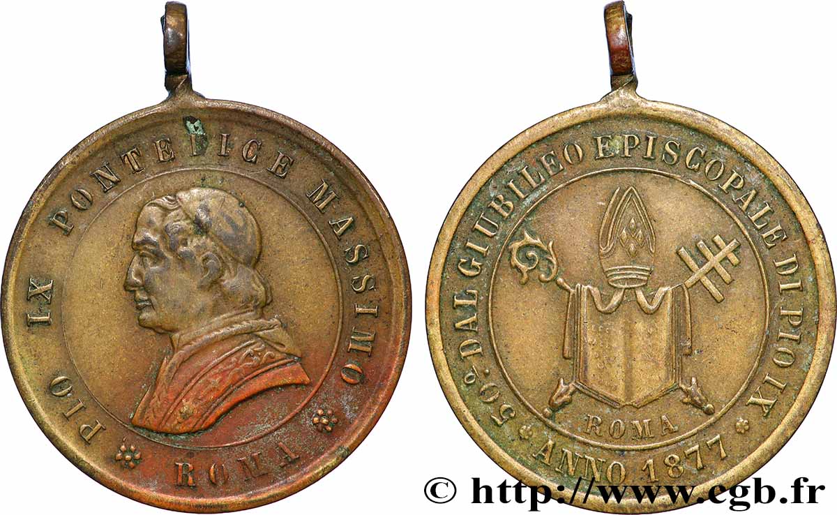 ITALIEN - KIRCHENSTAAT - PIE IX. Giovanni Maria Mastai Ferretti) Médaille, 50e jubilé épiscopal SS