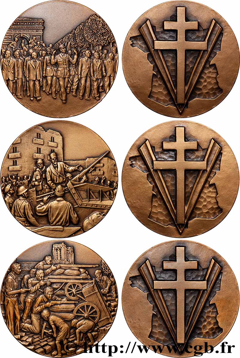 PROVISIONAL GOVERNEMENT OF THE FRENCH REPUBLIC Coffret de 3 médailles, Libération AU