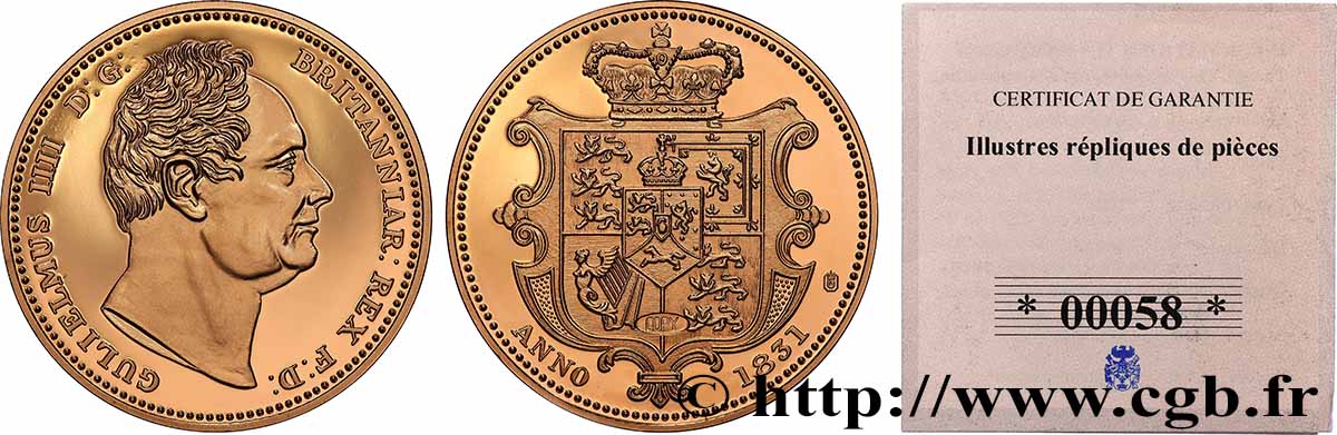 1 MILLION DOLLAR-SERIE Médaille, Reproduction, 1 Souverain Guillaume IIII tête nue fST