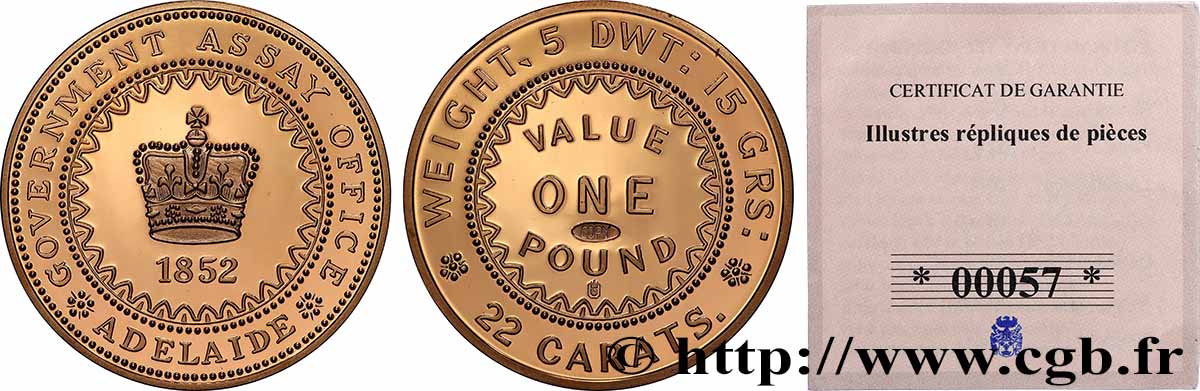 SÉRIE 1 MILLION DE DOLLARS Médaille, Reproduction, 1 Pfund 1852 MS