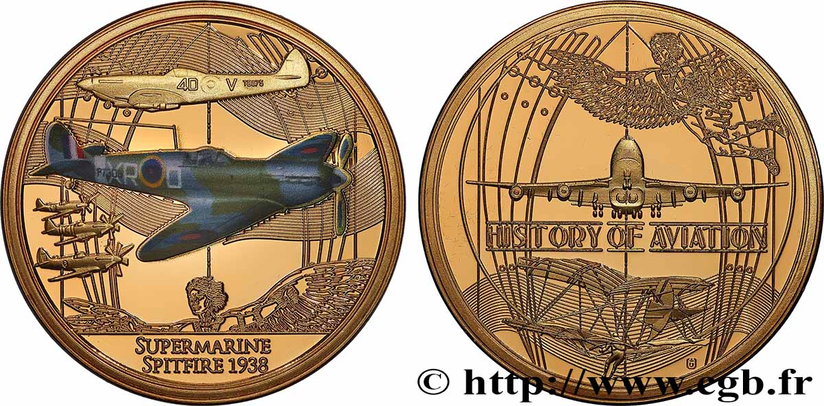 AERONAUTICS - AVIATION : AVIATORS & AIRPLANES Médaille, Supermarine Spitfire fST