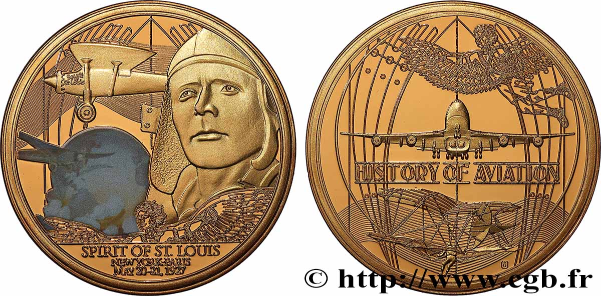 AERONAUTICS - AVIATION : AVIATORS & AIRPLANES Médaille, Spirit of St. Louis  fST