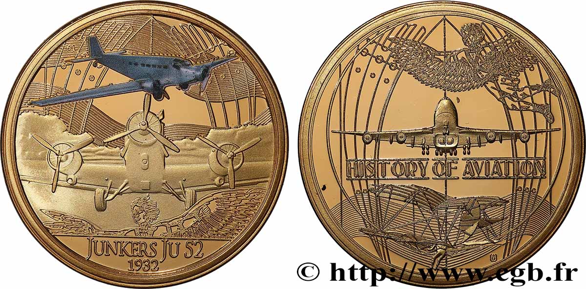 AERONAUTICS - AVIATION : AVIATORS & AIRPLANES Médaille, Junkers Ju 52 fST