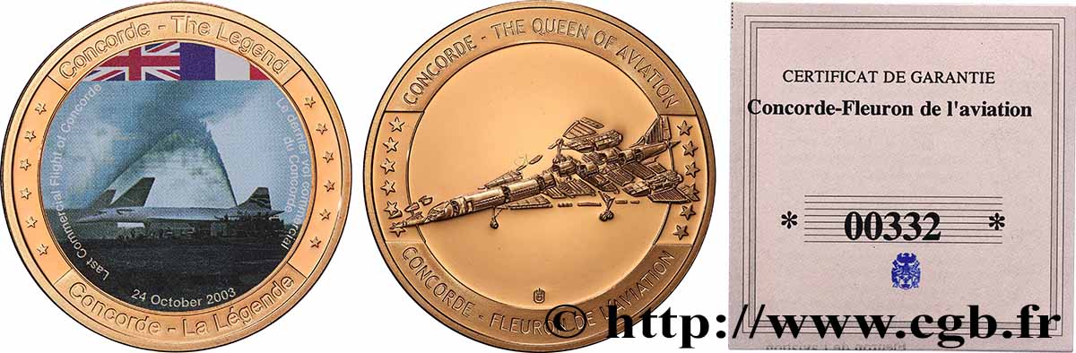 FUNFTE FRANZOSISCHE REPUBLIK Médaille, Concorde Fleuron de l’aviation, Dernier vol commercial fST