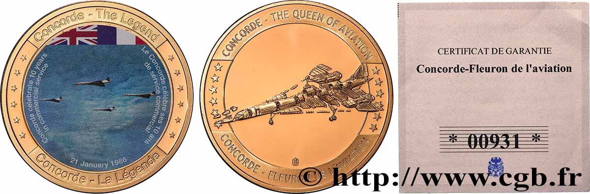 FUNFTE FRANZOSISCHE REPUBLIK Médaille, Concorde Fleuron de l’aviation, 10 ans de service commercial fST