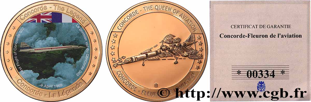 FUNFTE FRANZOSISCHE REPUBLIK Médaille, Concorde Fleuron de l’aviation, Premier vol du Concorde 002 fST