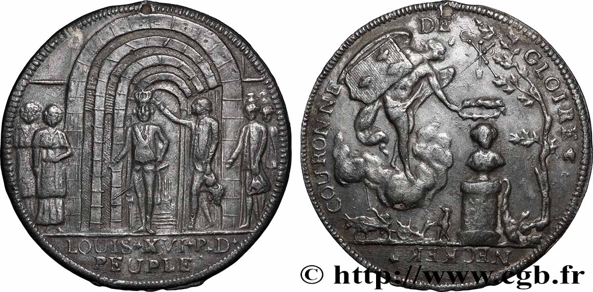 LOUIS XVI Médaille, Necker, couronné de gloire BB