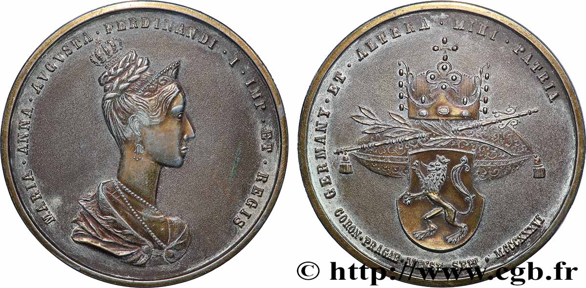 AUTRICHE - FERDINAND Ier Médaille, Couronnement de Marie Anna, copie SS
