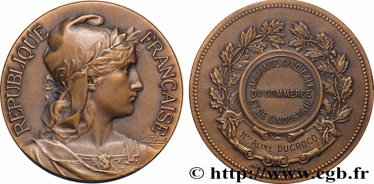 DRITTE FRANZOSISCHE REPUBLIK Médaille, Alliance syndicale du commerce et de l’industrie VZ