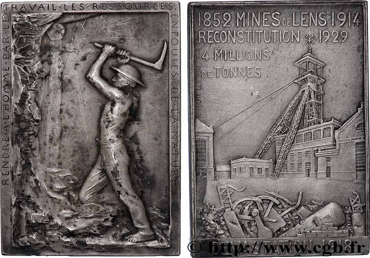 TROISIÈME RÉPUBLIQUE Plaquette, Reconstitution des Mines de Lens SUP