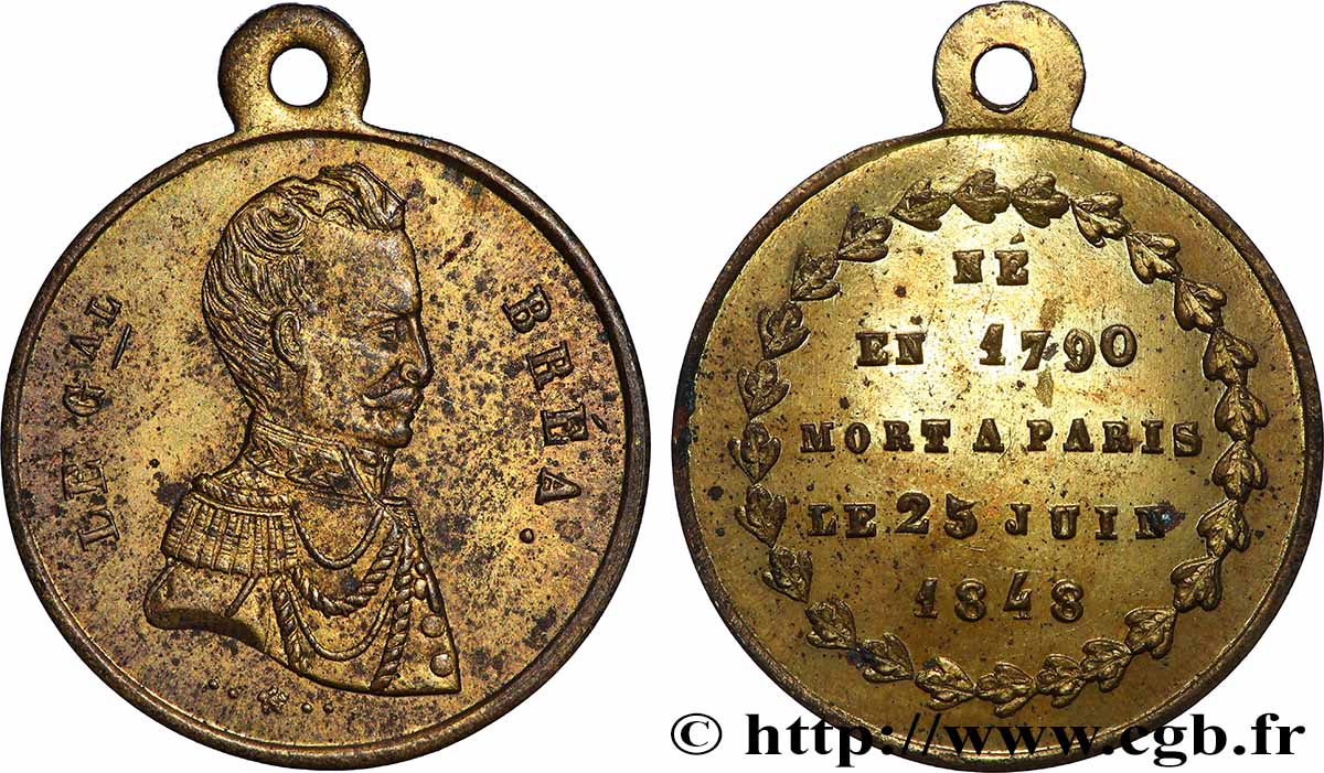 DEUXIÈME RÉPUBLIQUE Médaillette, Général Bréa TTB
