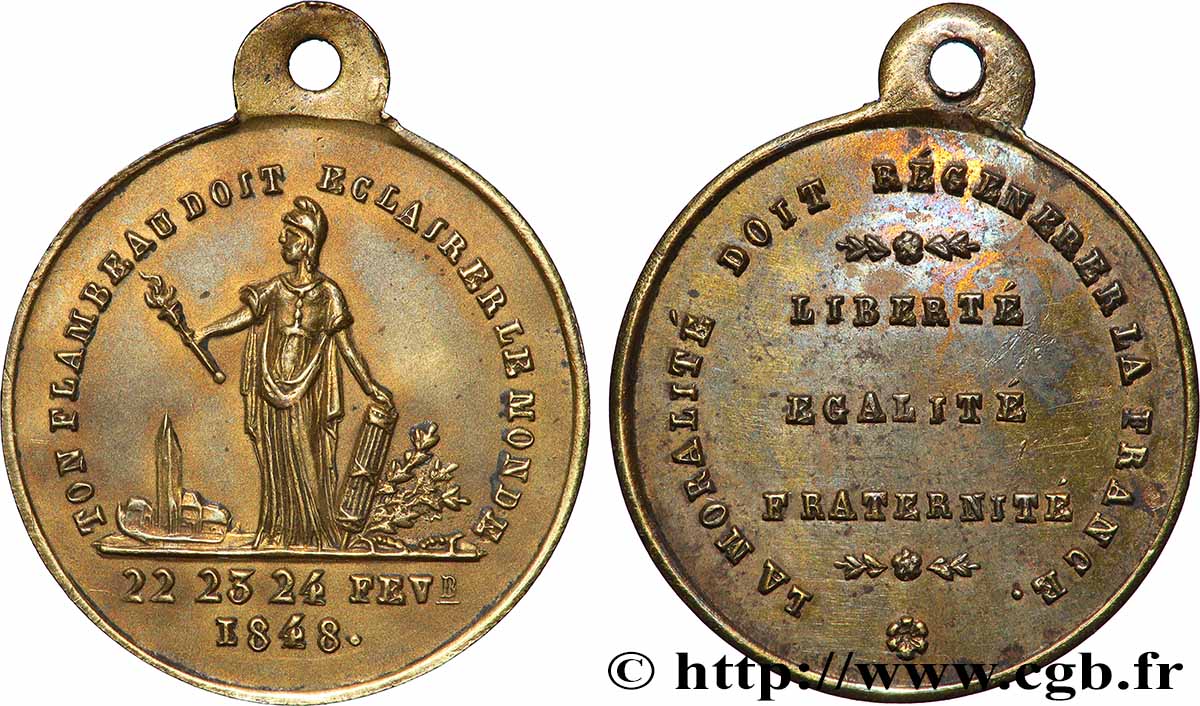 DEUXIÈME RÉPUBLIQUE Médaillette, Journées de février TTB+