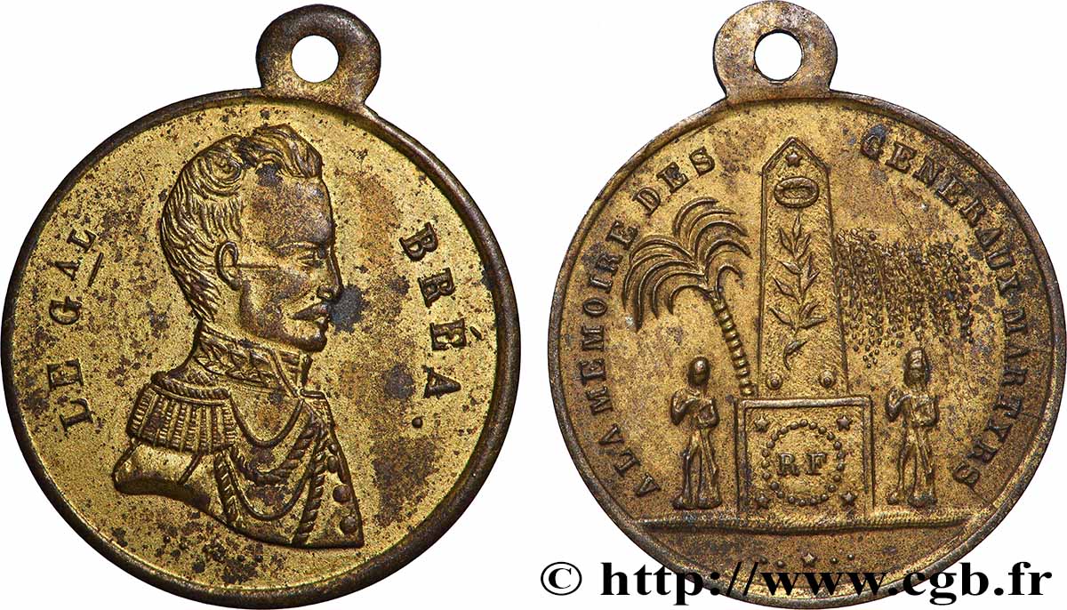 DEUXIÈME RÉPUBLIQUE Médaillette, Général Bréa TTB