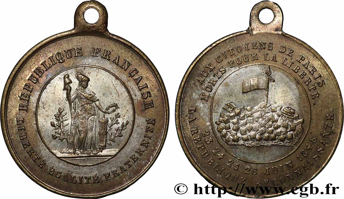 DEUXIÈME RÉPUBLIQUE Médaillette, Les journées de juin de 1848 TTB