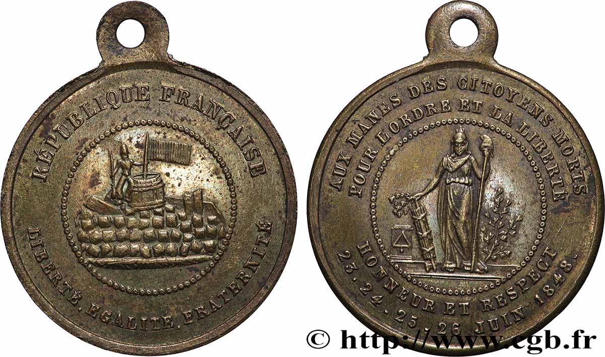 DEUXIÈME RÉPUBLIQUE Médaillette, Les journées de juin TTB+