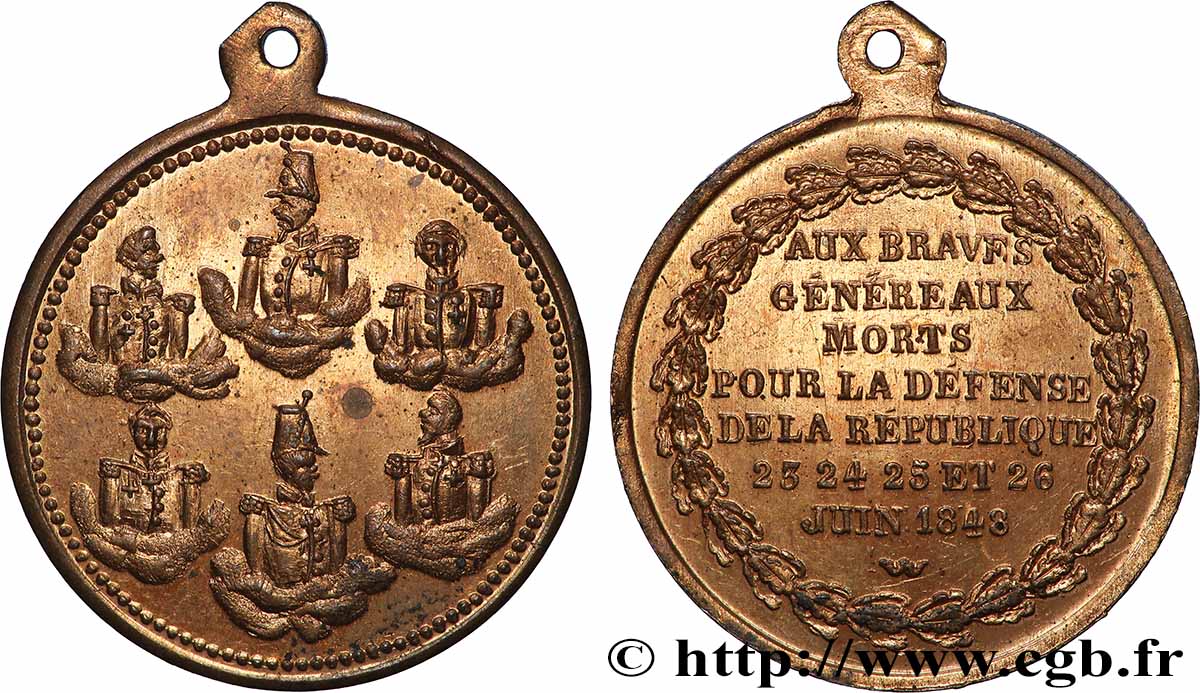 SECOND REPUBLIC Médaille, Aux généraux morts pour la défense de la République AU