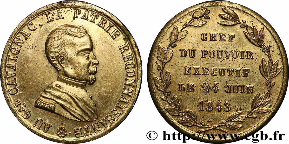 DEUXIÈME RÉPUBLIQUE Médaillette, Général Cavaignac TTB+