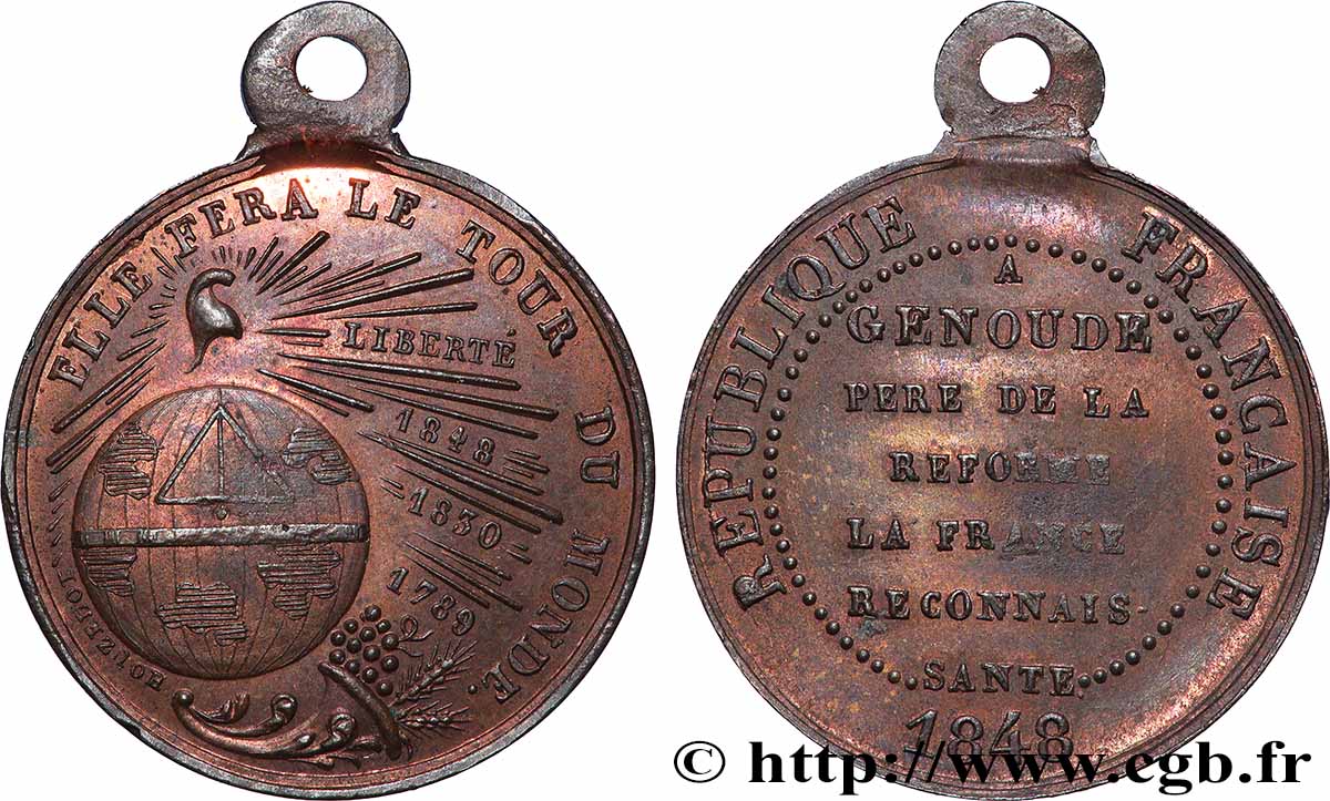 DEUXIÈME RÉPUBLIQUE Médaillette, Journées de février TTB+