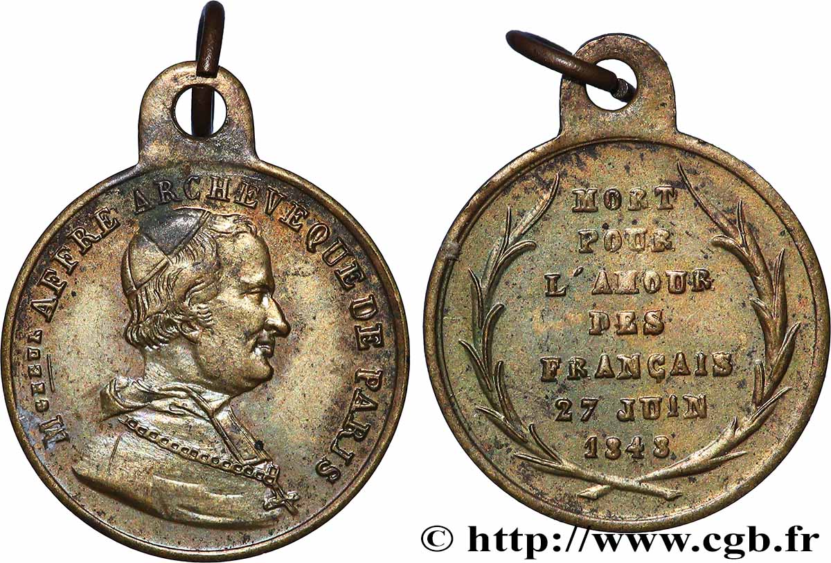 DEUXIÈME RÉPUBLIQUE Médaille, Monseigneur Affre, mort martyr TTB
