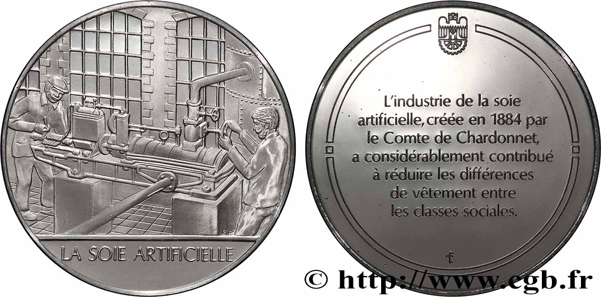 DIE 100 GRÖSSTEN ERFINDUNGEN DER MENSCHHEIT Médaille, Invention de la soie artificielle Polierte Platte