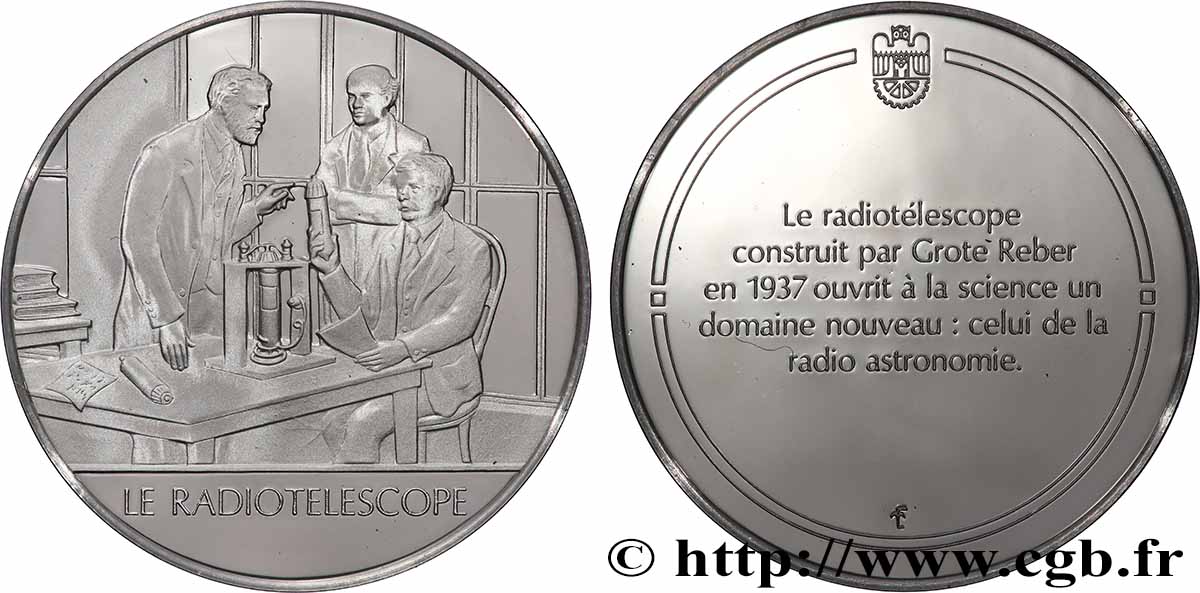 DIE 100 GRÖSSTEN ERFINDUNGEN DER MENSCHHEIT Médaille, Invention du radiotélescope Polierte Platte