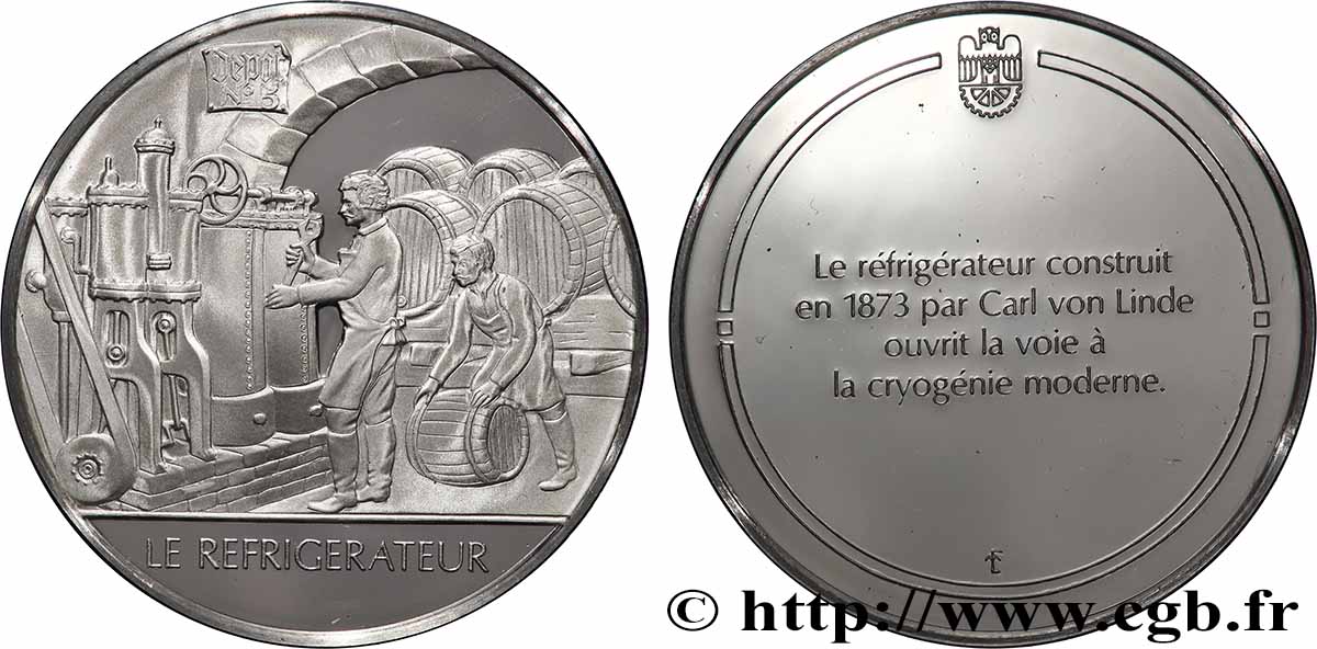 LES 100 PLUS GRANDES INVENTIONS DE L&nbsp;HUMANITÉ Médaille, Invention du réfrigérateur BE
