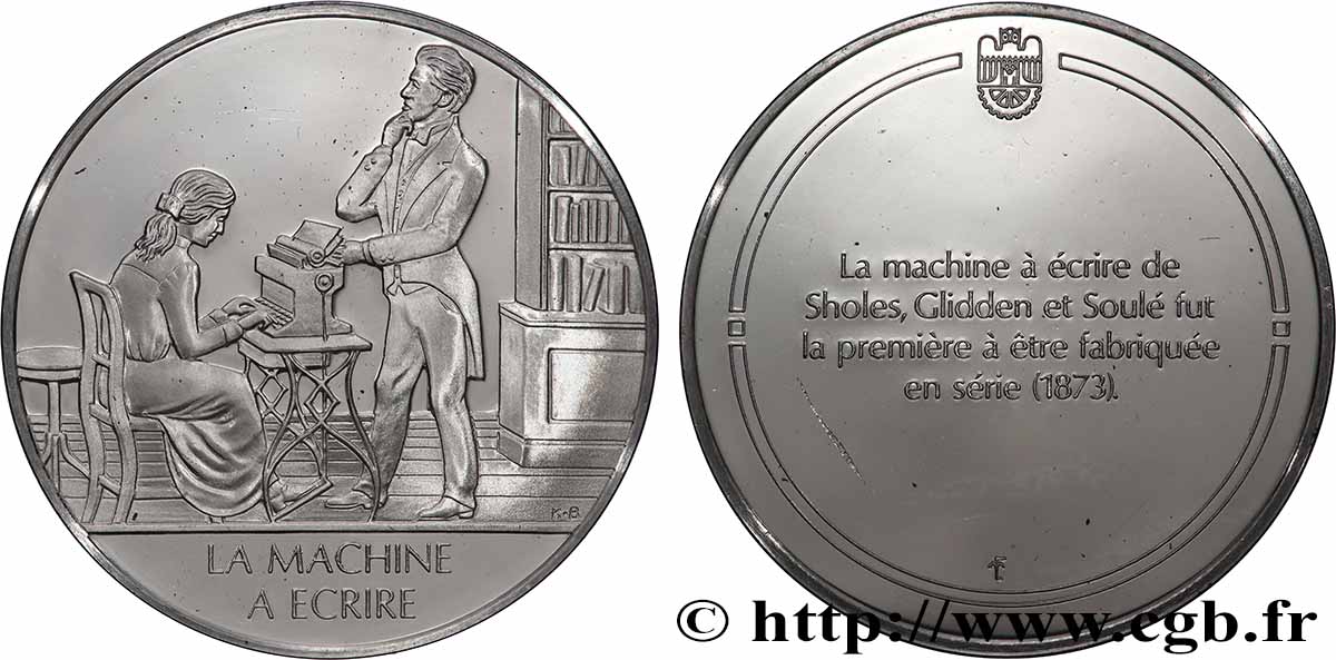 LES 100 PLUS GRANDES INVENTIONS DE L&nbsp;HUMANITÉ Médaille, Invention de la machine à écrire BE
