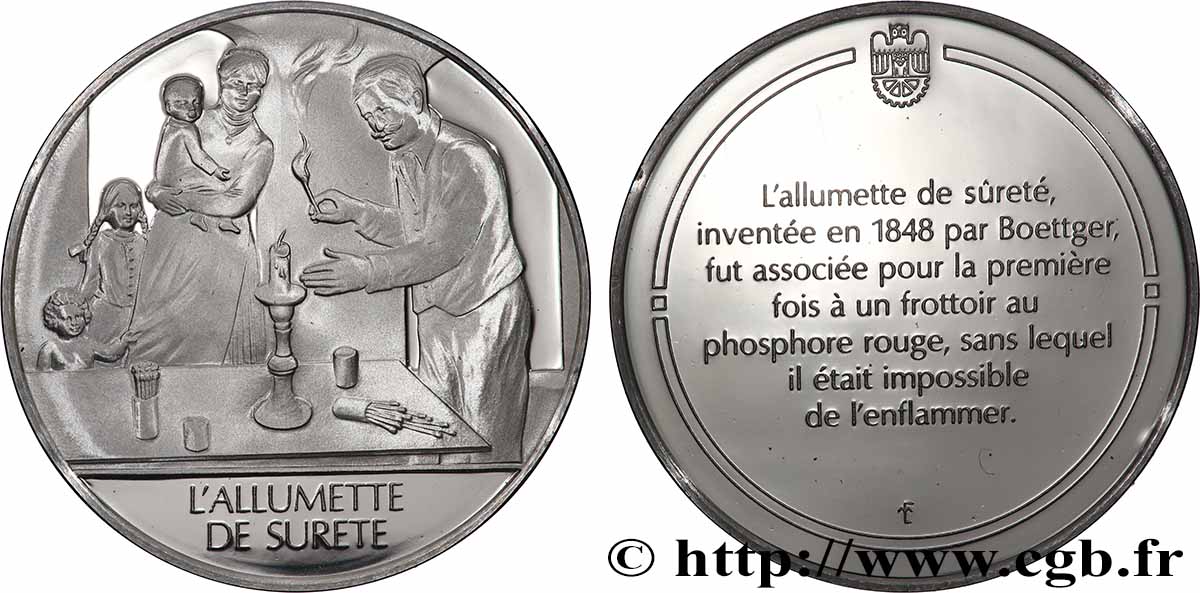 LES 100 PLUS GRANDES INVENTIONS DE L&nbsp;HUMANITÉ Médaille, Invention de l’allumette de sûreté BE