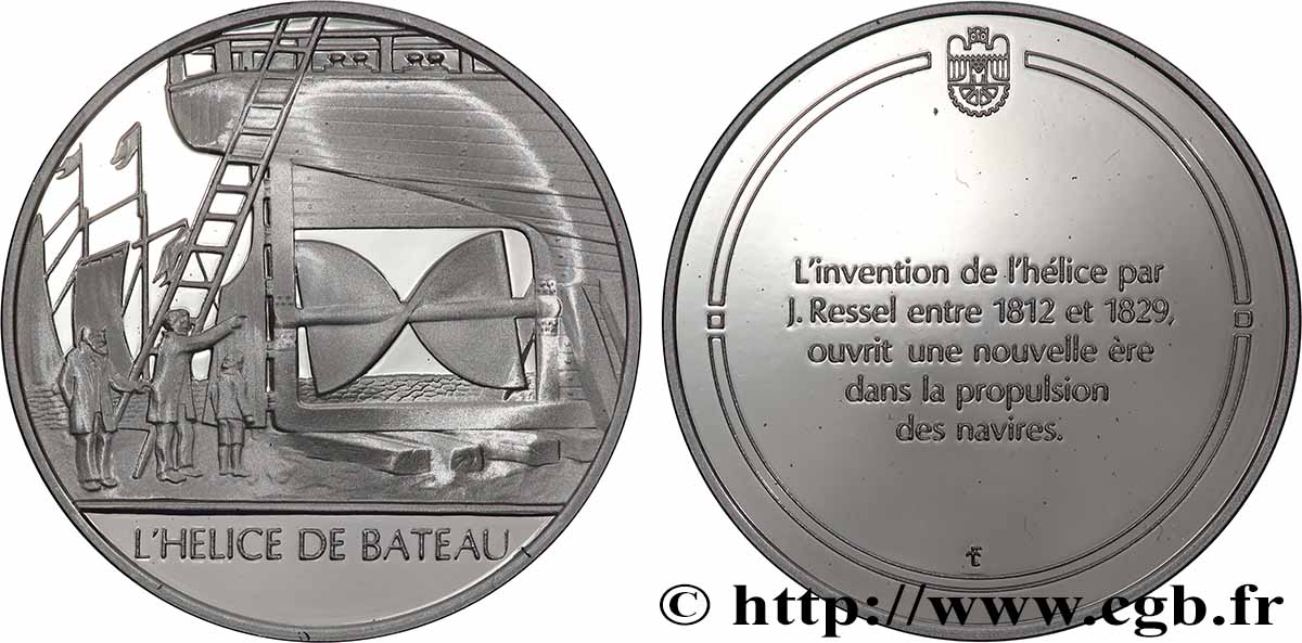 LES 100 PLUS GRANDES INVENTIONS DE L&nbsp;HUMANITÉ Médaille, Invention de l’hélice de bateau BE