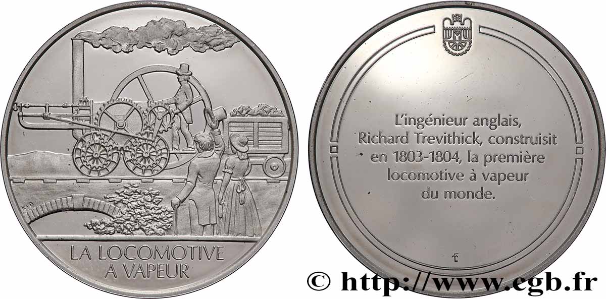LES 100 PLUS GRANDES INVENTIONS DE L&nbsp;HUMANITÉ Médaille, Invention de la locomotive à vapeur BE