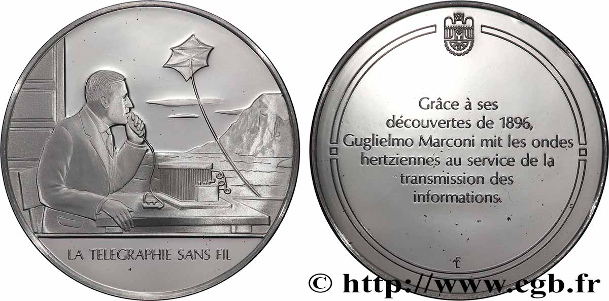 LES 100 PLUS GRANDES INVENTIONS DE L&nbsp;HUMANITÉ Médaille, Invention de la télégraphie sans fil BE