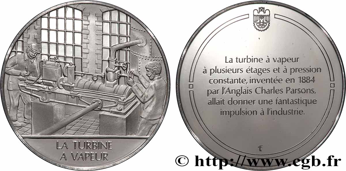 LES 100 PLUS GRANDES INVENTIONS DE L&nbsp;HUMANITÉ Médaille, Invention de la turbine à vapeur BE