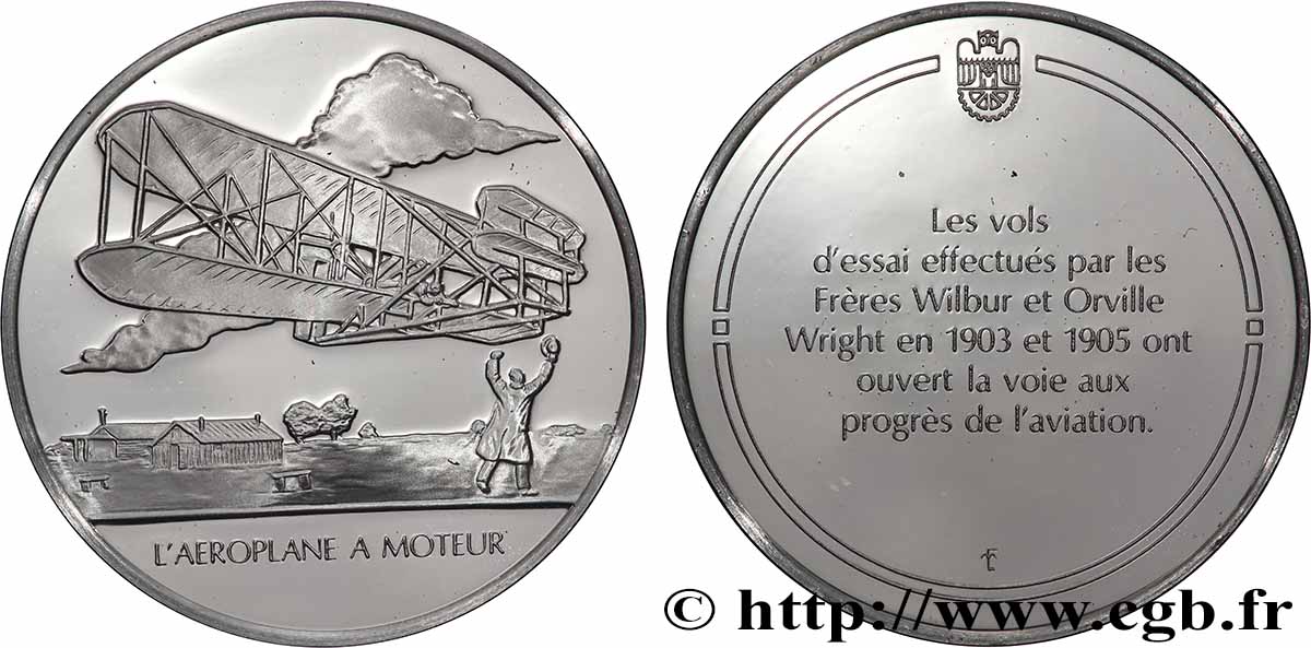 LOS 100 GRANDES INVENTOS DE LA HUMANIDAD Médaille, Invention de l’aéroplane à moteur Prueba