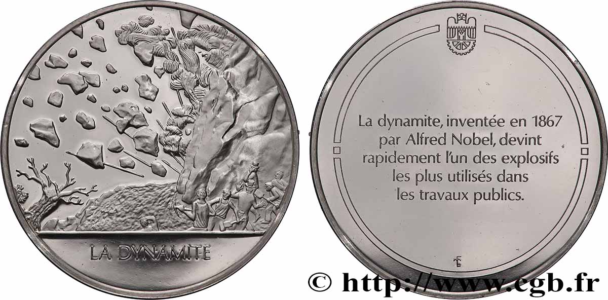 DIE 100 GRÖSSTEN ERFINDUNGEN DER MENSCHHEIT Médaille, Invention de la dynamite Polierte Platte