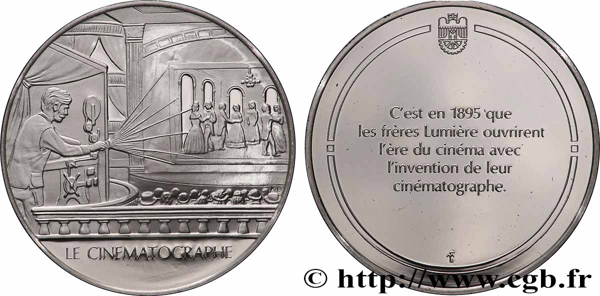 DIE 100 GRÖSSTEN ERFINDUNGEN DER MENSCHHEIT Médaille, Invention du cinématographe Polierte Platte