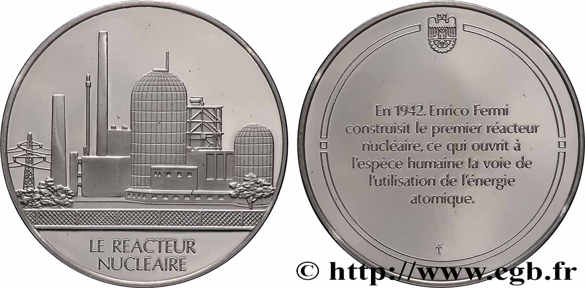 DIE 100 GRÖSSTEN ERFINDUNGEN DER MENSCHHEIT Médaille, Invention du réacteur nucléaire Polierte Platte