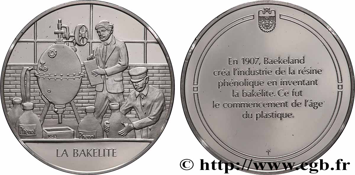 DIE 100 GRÖSSTEN ERFINDUNGEN DER MENSCHHEIT Médaille, Invention de la Bakélite Polierte Platte