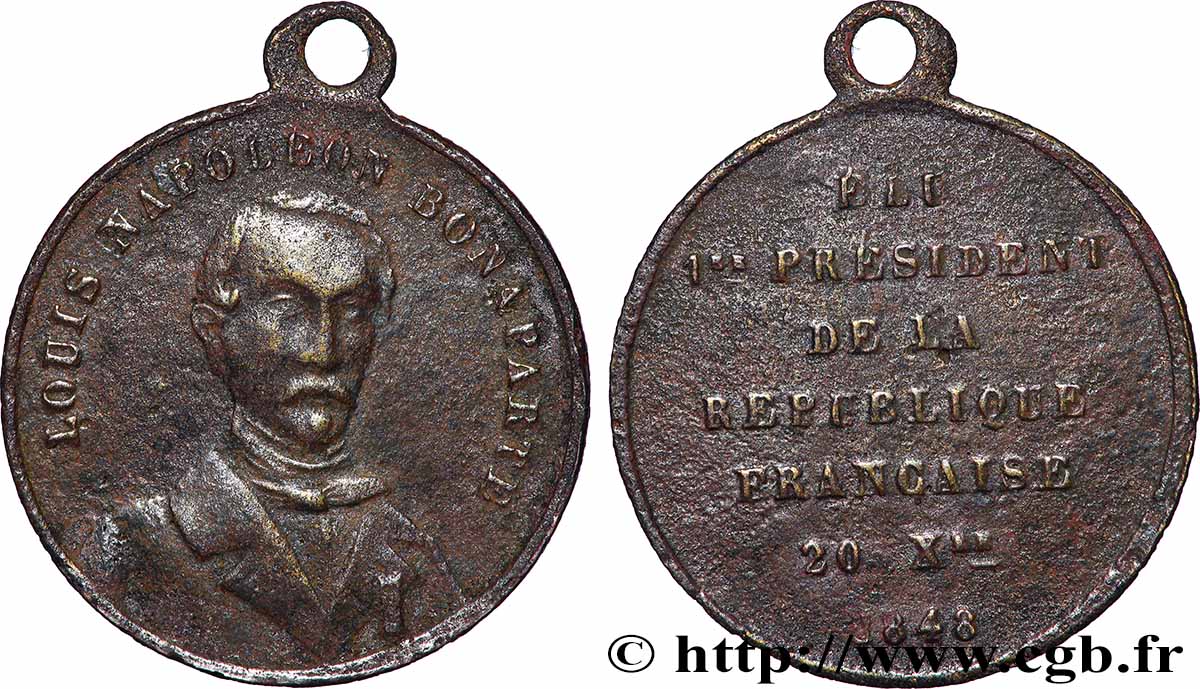 DEUXIÈME RÉPUBLIQUE Médaille, Proclamation du président Louis Napoléon Bonaparte TB+