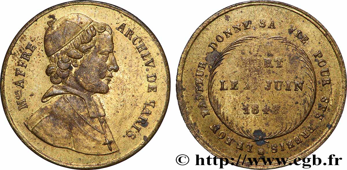 DEUXIÈME RÉPUBLIQUE Denys Auguste Affre, archevêque et martyr TTB