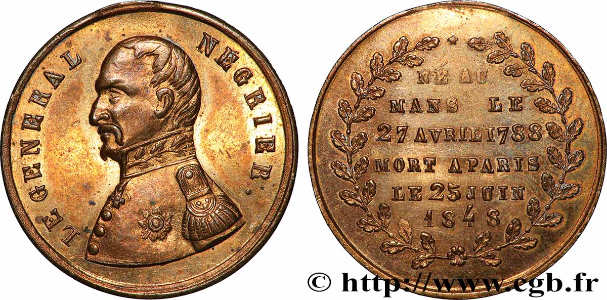 DEUXIÈME RÉPUBLIQUE Médaille, Général Négrier AU