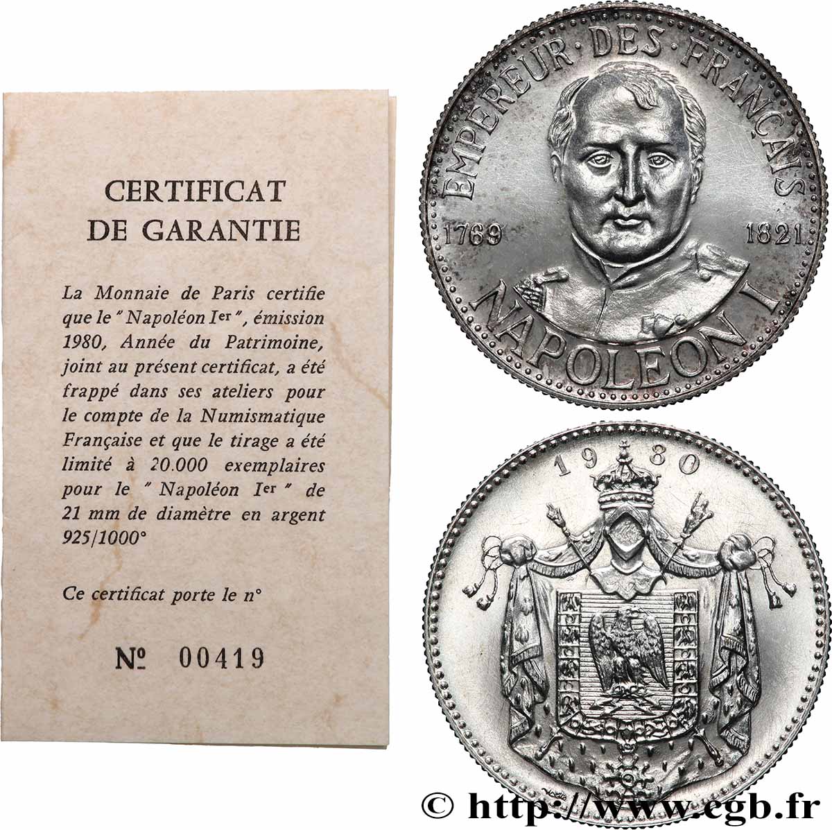 V REPUBLIC Médaille, Napoléon empereur des français AU