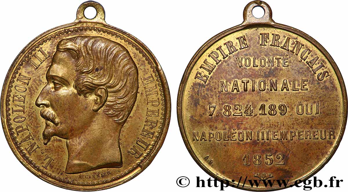 SECOND EMPIRE Médaille, Napoléon III Empereur TTB+