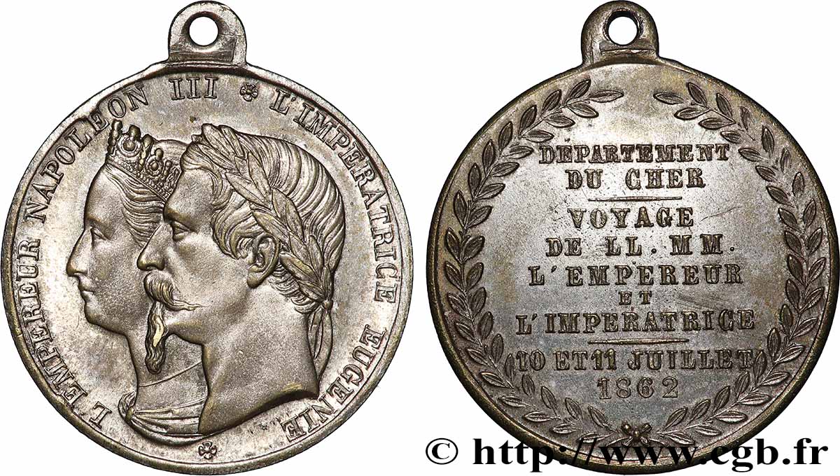 SECOND EMPIRE Médaillette, Voyage de l’empereur et l’impératrice q.SPL
