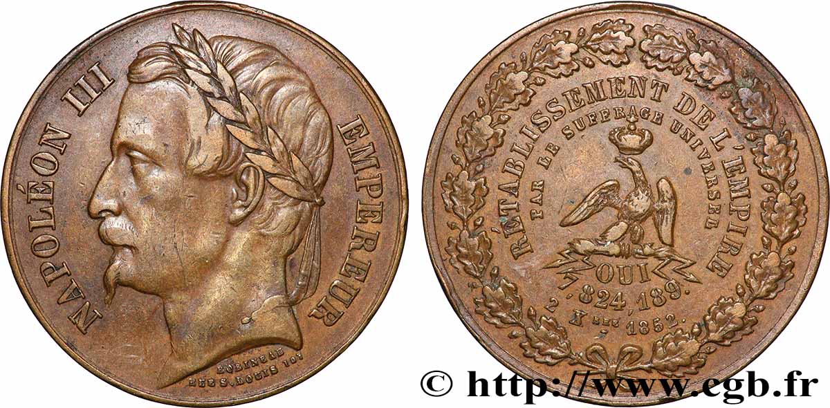SECOND EMPIRE Médaille, Rétablissement de l’empire TTB+