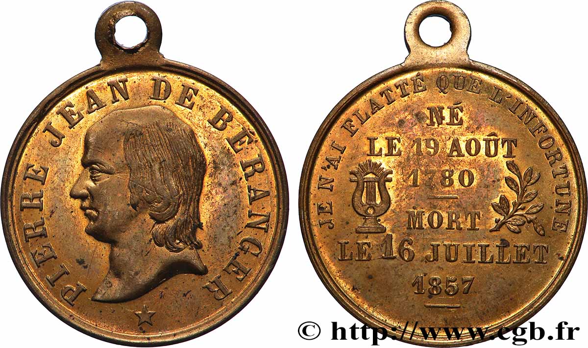 TROISIÈME RÉPUBLIQUE Médaille, Pierre-Jean de Béranger TTB