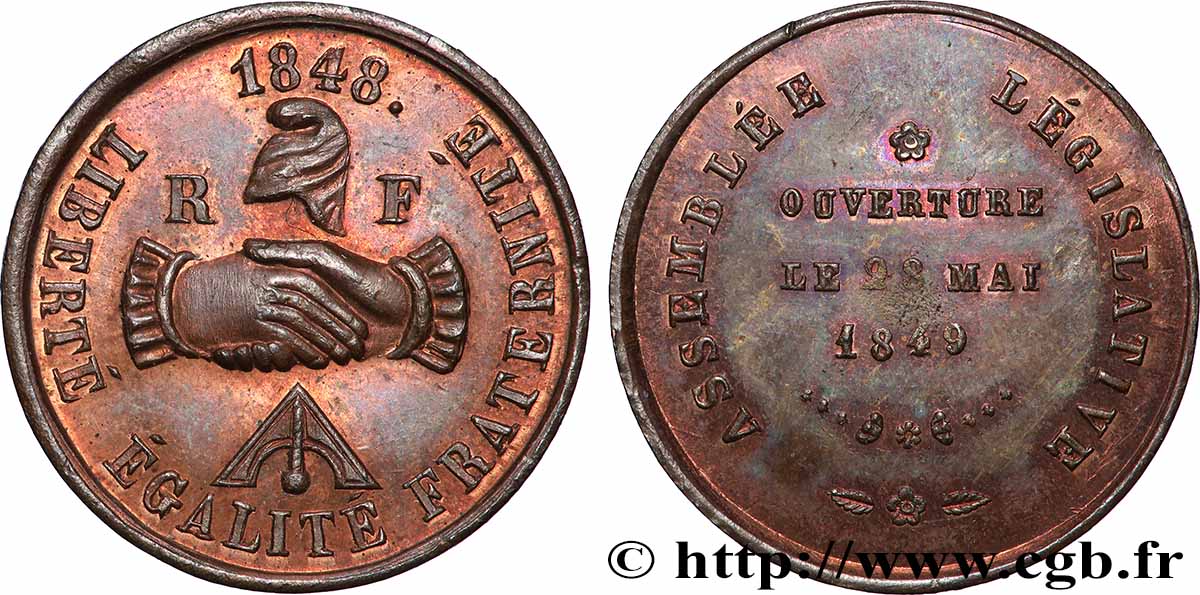 DEUXIÈME RÉPUBLIQUE Médaille, Ouverture de l’Assemblée législative TTB+